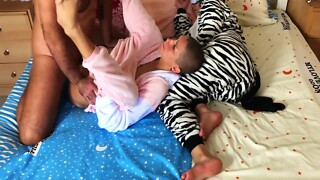 Stepfather Bonks Stepdaughter In A-hole Afterwards To Her Sister. Creampie Internal Wet crack 7 Min