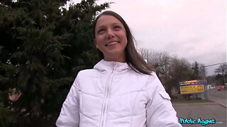 PublicAgent - boyish man academy hottie with constricted tiny bulk experiences her opening massive jock in guesthouse room